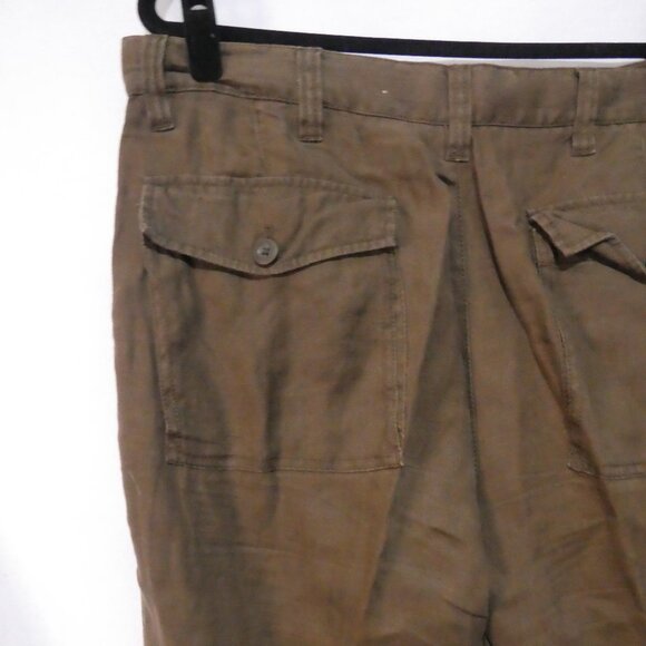 Y2K | OLD NAVY - Surplus Co | 36 X 30 | Classic Brown Linen Straight Leg Pants - Picture 9 of 16